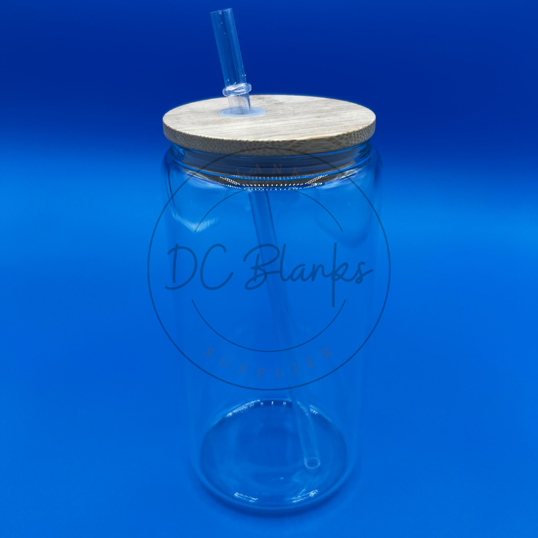 6pack of 16oz Sublimation Clear Glass Blanks Can Cup – DC Blanks and Designs