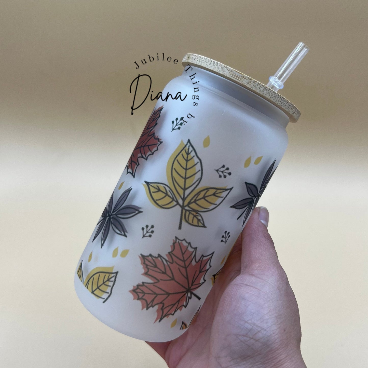 Fall Leaves 16oz Libbey Glass Cup